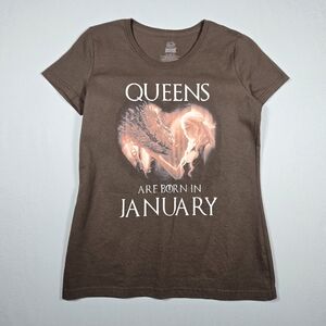 Fruit of the Loom Brown Graphic Tee - Queens Are Born in January Game Of Thrones